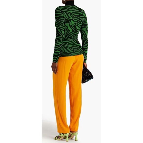 STINE GOYA Sylvie ribbed jacquard-knit turtleneck sweater in green NWT Size Medi - Picture 3 of 9